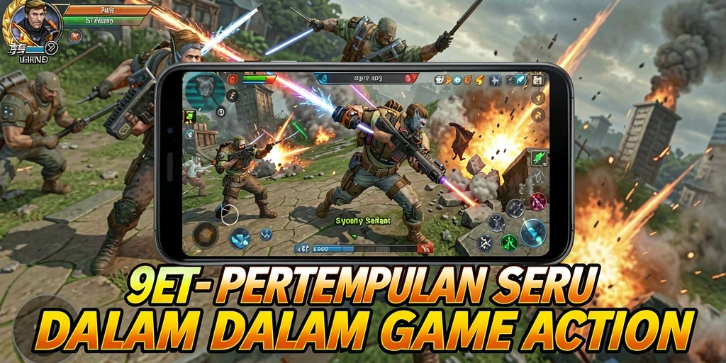 Gambar menunjukkan gameplay Action yang intens dalam 9ET.