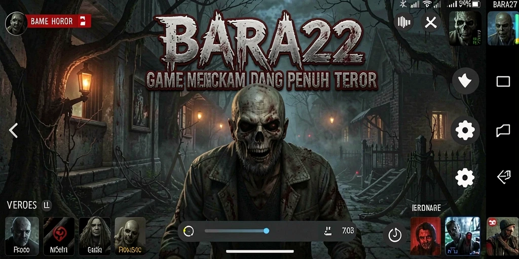 Screenshot gameplay BARA22 menampilkan suasana horor yang mencekam.