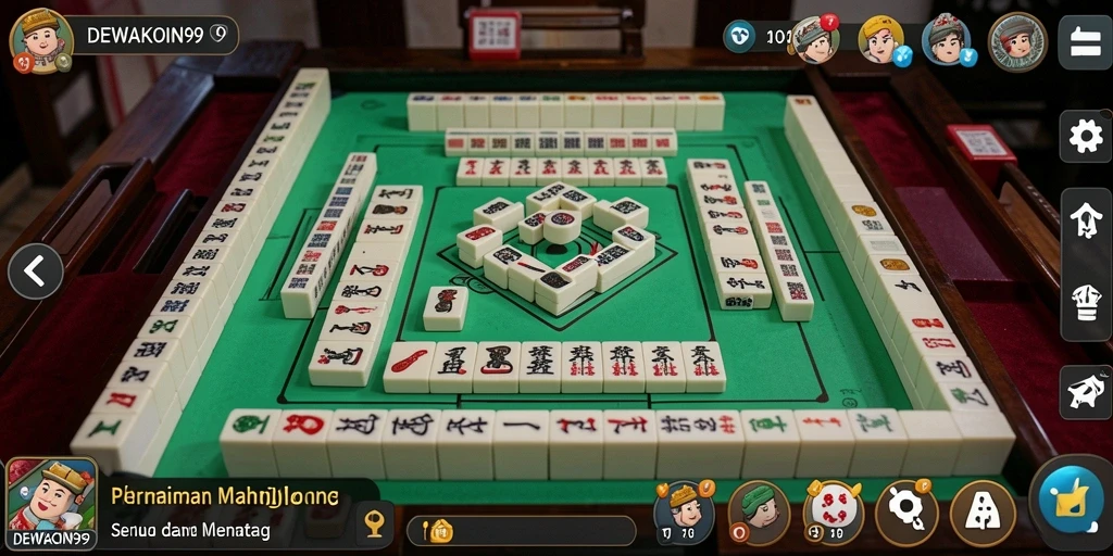 Screenshot utama DEWAKOIN99 menampilkan gameplay Mahjong yang menarik dan penuh warna.