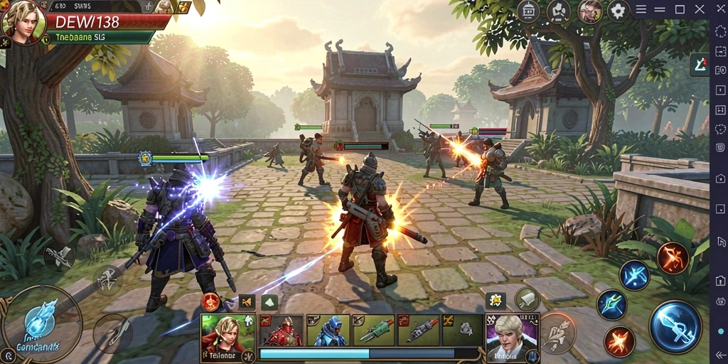 Screenshot gameplay DEWI138 yang menampilkan strategi dan pertempuran.