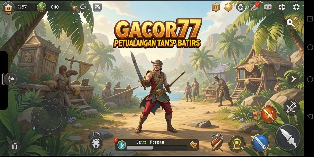 Screenshot GACOR77 menampilkan aksi petualangan di dunia terbuka yang dinamis.