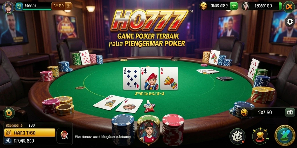 Tampilan gameplay HO777 yang dinamis dan penuh strategi poker.