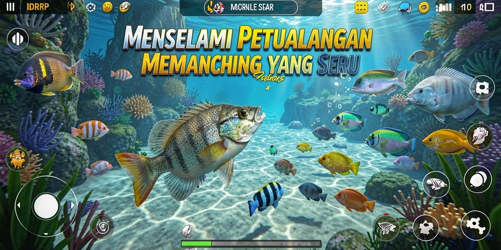 Screenshot gameplay IDRRP menampilkan suasana memancing yang menakjubkan.