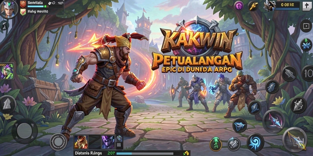 Screenshot KAKWIN menampilkan pertarungan seru di dunia fantasi.