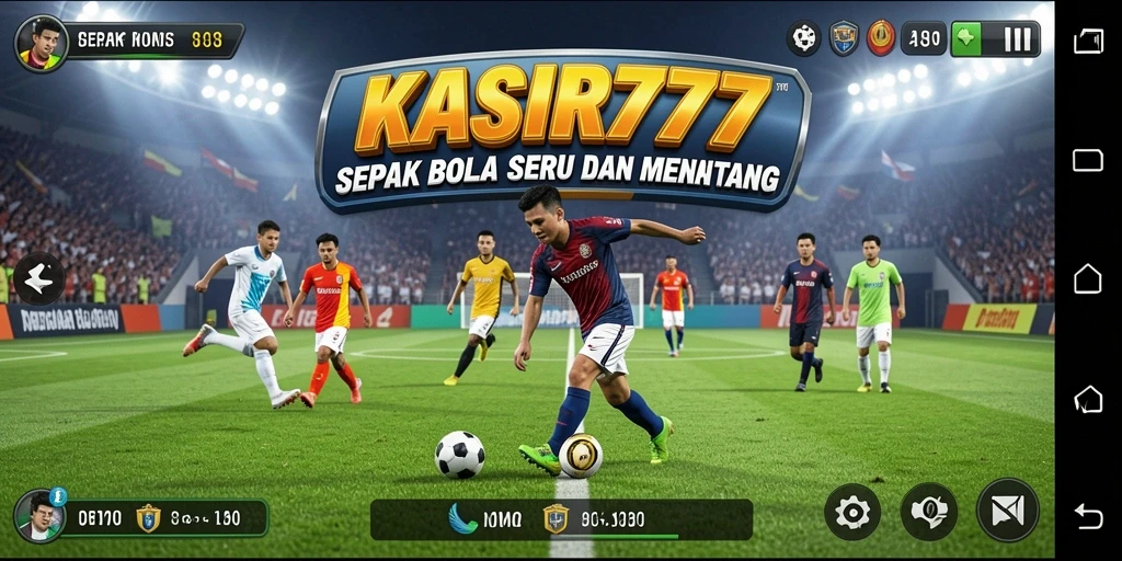 Tampilan gameplay KASIR777 yang menarik dan penuh aksi di lapangan sepak bola.