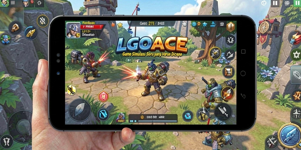Screenshot utama LGOACE menunjukkan gameplay yang interaktif dan menarik di dunia virtual.