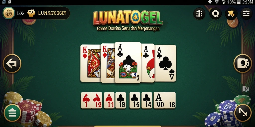 Screenshot gameplay LUNATOGEL menampilkan keseruan bermain Domino.
