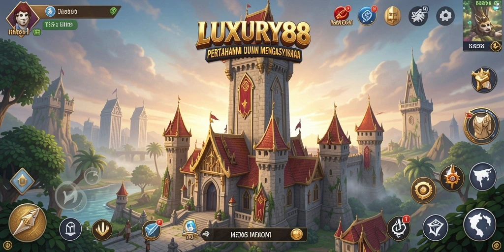 Screenshot LUXURY88 menampilkan aksi pertahanan menara yang mendebarkan.