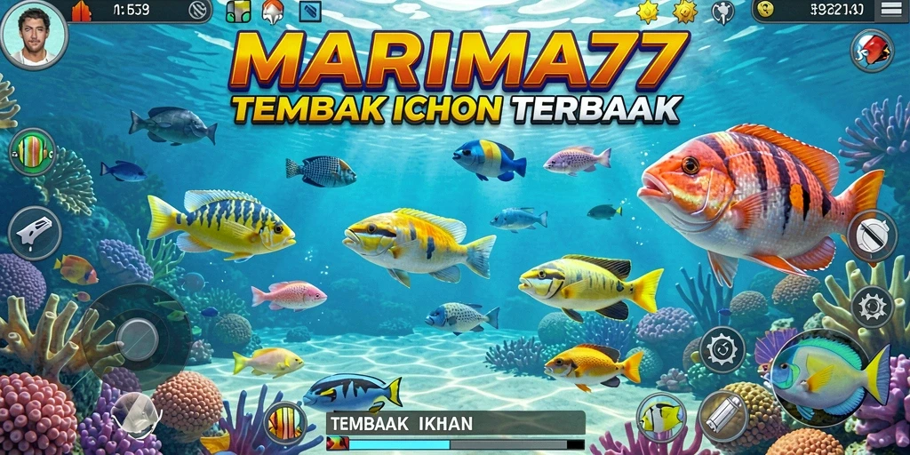 Screenshot utama MARIMA77 menampilkan serunya gameplay Tembak Ikan.