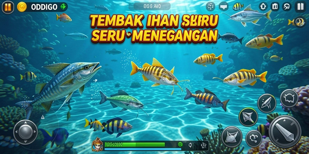 Screenshot gameplay ODDIGO yang menarik saat menangkap ikan.