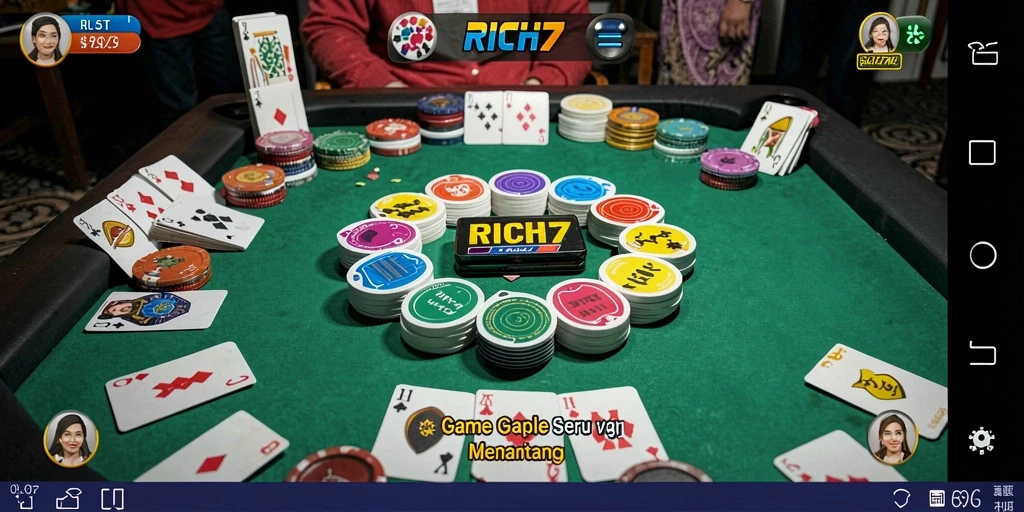 Screenshot gameplay RICH7 yang menunjukkan keseruan bermain Gaple.