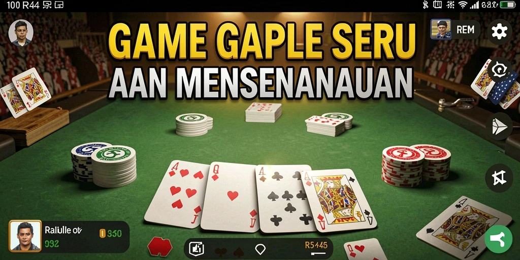 Screenshot gameplay RR44 yang menampilkan suasana permainan Gaple.