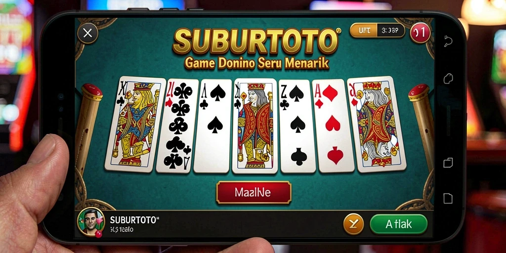 Screenshot gameplay SUBURTOTO yang menampilkan keseruan bermain domino.